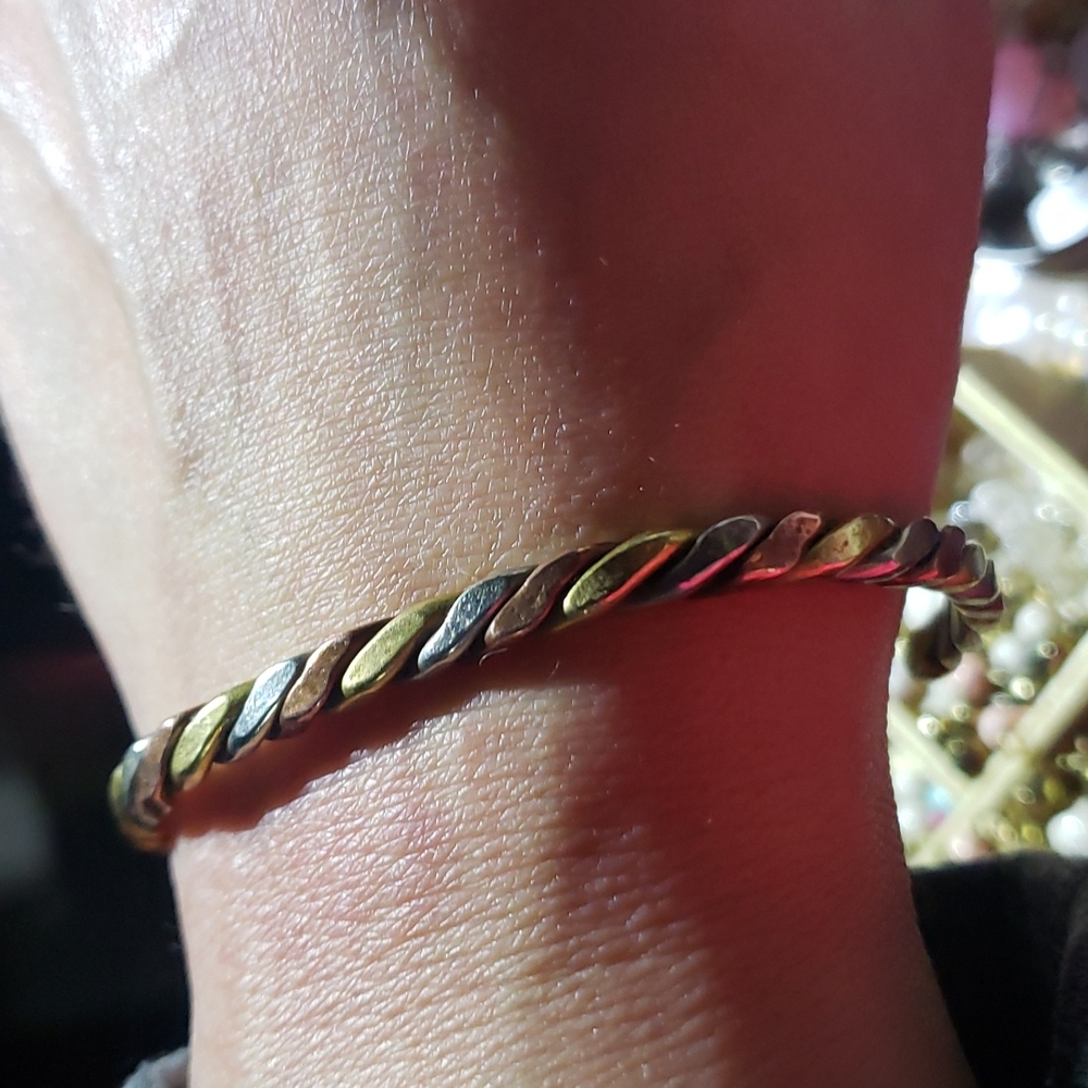 Vintage brass,copper and silver twist bracelet